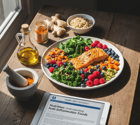 Colorful anti-inflammatory salad with leafy greens